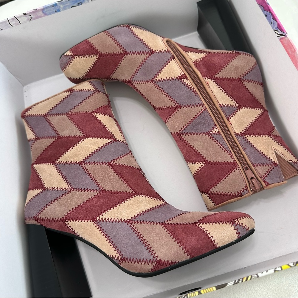 Jeffrey Campbell Versus Pink Suede Multi Block Heel Boots Size 6.5 - Picture 12 of 16